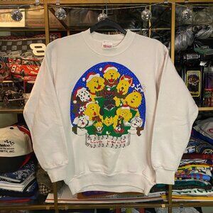 Vintage Hanes Activewear Adult S White Sweatshirt With Singing Dogs Christmas